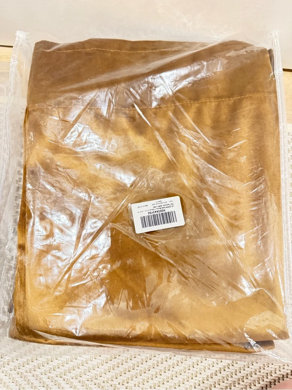JIUZHEN Golden Brown Velvet Blackout Curtains, set of 2 w/ tieback 96”L x 42”W